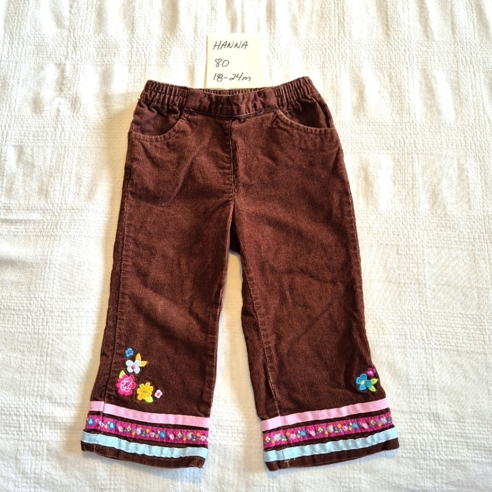 Hanna Andersson girls size 80 or 18-24 months brown corduroy pants VGUC
